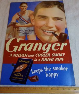 1940,  Granger Pipe Tobacco Sign,  Forrest Towns,  1936 Gold Medalist,  Rare