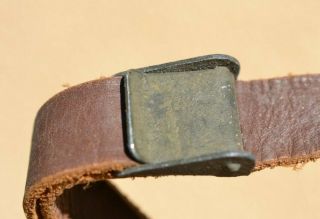 Us Wwii M1 Helmet Liner Early Green Buckle Leather Chinstrap Ww2 Rare