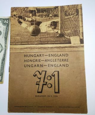 Rare Vintage 1954 Hungary V England 7:1 23 May 1954 Pictorial Booklet Mag Report