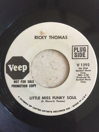 Rare Funk Soul 45 Rpm Ricky Thomas On Veep Lb Little Miss Funky Soul Promo Nm