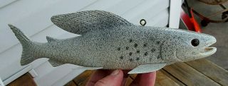Vintage Rare Jay Mcevers Open Mouth Scaled Wood Tail Arctic Grayling Fish Decoy