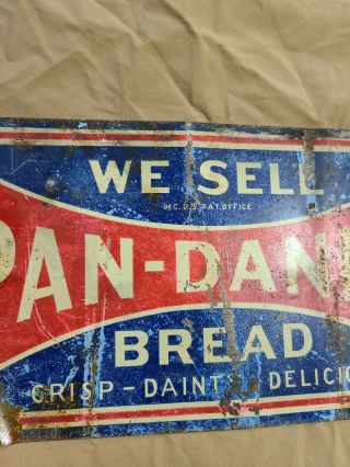 Rare Vintage 1920 ' S Pan Dandy Bread Flange Sign General Store 3