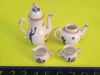 Rare Vintage/antique Royal Worcester Early Re.  Chinese Miniature Tea/coffee Set