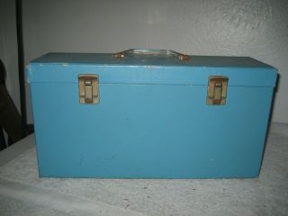 Vintage Blue Platter - Pak Rare Double Wide 2 Sided 45 Rpm Record Carry Case