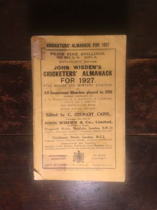 Wisden Cricketers Almanack - 1927 - Fine - Very Rare - Softback