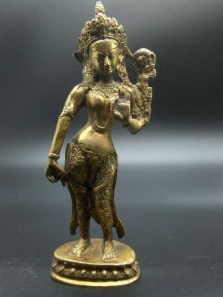 Vintage Brass Hindu God Statue,  Buddha Indian Goddess Rare 12,  5 " Fantastic Piece