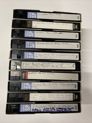 Vintage Rare The Murder Trial Of Oj Simpson Recorded On 10 Vhs Tapes Or Blanks