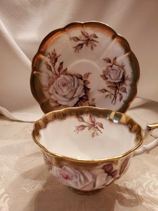 Royal Albert Gold Crest Series,  White Rose Teacup And Saucer Rare