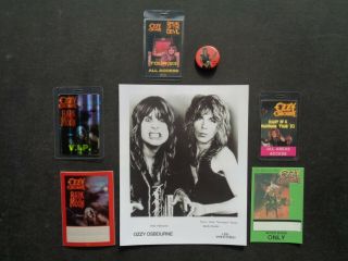 Ozzy Osbourne,  Randy Rhoads,  B/w Promo Photo,  5 Rare Backstage Passes,  Steel Pin