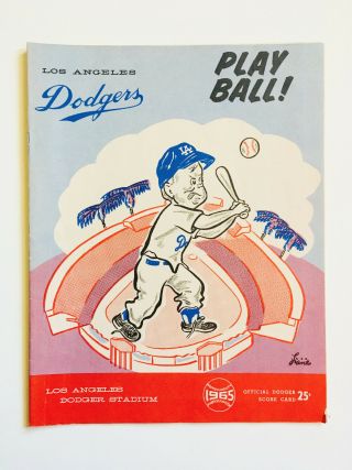 Rare Vintage 1965 La Dodgers Los Angeles Vs York Baseball Program