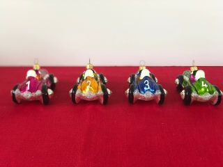 Rare 1998 Christopher Radko " Indy 500 " Race Car Ornaments.  Complete Set Of 4.