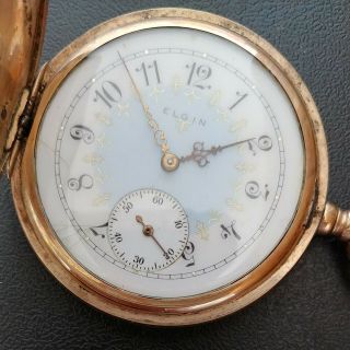 Rare 1906 Elgin Grade 241 16s 17j Gold Filled Hunter Case Pocket Watch Running