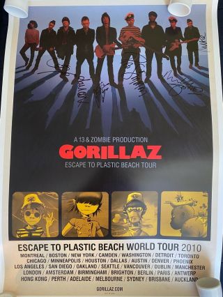 Rare Gorillaz Signed Tour Poster Damon Albarn Blur The Clash