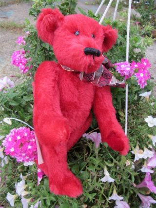 Vintage Mohair Teddy Bear Rare Ruby Red Artist Tag Beth Ann Bears Woodland Place