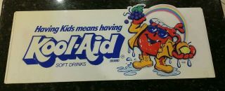 Vintage Kool - Aid Man Sign Rare Store Display Large Soft Drinks Embossed Plastic