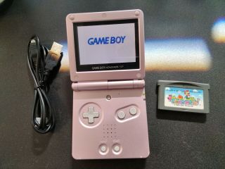 Nintendo Game Boy Advance Sp Rare Ags - 101 Handheld System - Pearl Pink Mario