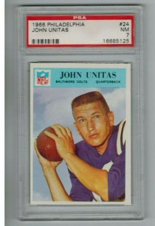 1966 Philadelphia Football 24 Johnny Unitas Baltimore Colts Hof Psa 7 John Rare