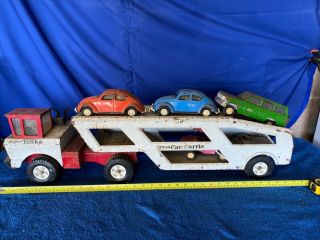 Vintage Tonka Mighty Car Carrier No.  3991 Rare Late Issue With Cars
