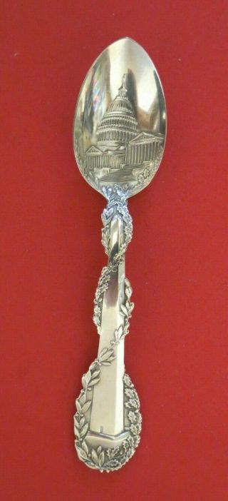 Rare 1890 Moore & Leding Washington Monument Us Capitol Sterling Souvenir Spoon