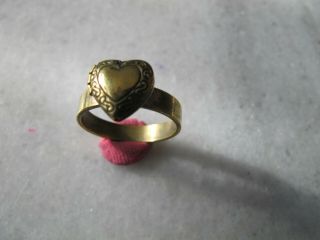 Antique Rare Victorian Gold Plated Heart Box Ring