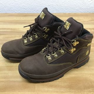 Timberland Hiker Boots Nubuck Leather Limited Edition Gold Logo Rare Size 5.  5 M