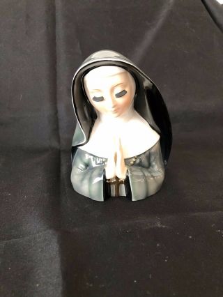 Vintage Napco Headvase Head Vase Nun Praying Planter C6021 / Rare / Pray Cross