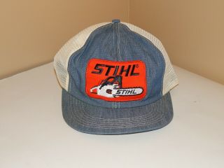 Rare Vintage Stihl Trucker Patch Hat Cap K - Products Denim Snapback Chainsaw