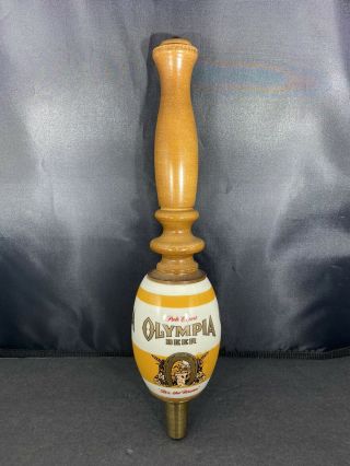 (oly) Olympia Beer Tap Handle Brass,  Ceramic,  Wood,  Vintage,  Rare