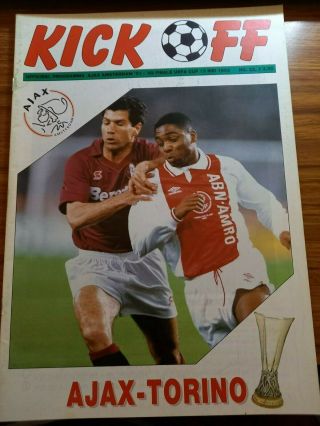 Ultra Rare Ajax V Torino 13th May 1992 Uefa Cup Final