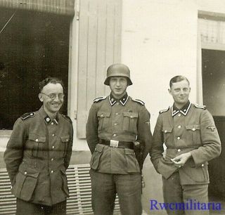 Rare Trio German Elite Waffen Totenkopf Division Soldiers By Building