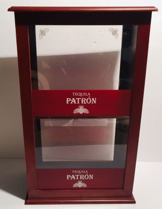 Rare Patron Tequila Wood & Acrylic Tequila Bar Display Case With Door Latch