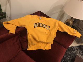 Vtg Champion Reverse Weave Vanderbilt University Rare Yellow Sweatshirt Shirt Xl