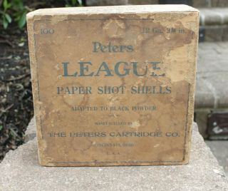 Ultra Rare Peters League Paper Shot Shells 12 Ga.  Cartridge 2 Pc Box.  Empty