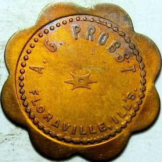 1909 Floraville Illinois Good For Token A G Probst Rare Unlisted Town