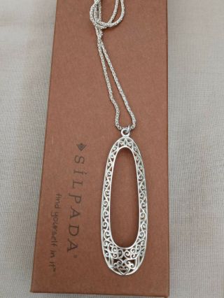 Silpada Rare Sterling Silver 925 Ornate Oval Pendant Necklace