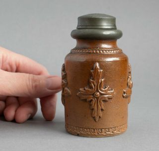 Small Rare Antique Saltglazed Stoneware Jar With Lid & Inner Seal Tobacco/snuff