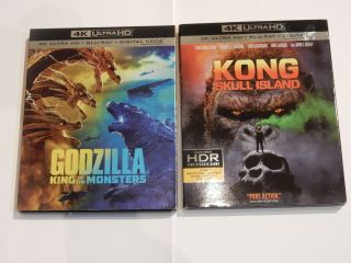 Kong Skull Island & Godzilla King Monsters 4k Ultra Hd/blu - Ray W/rare Slipcovers