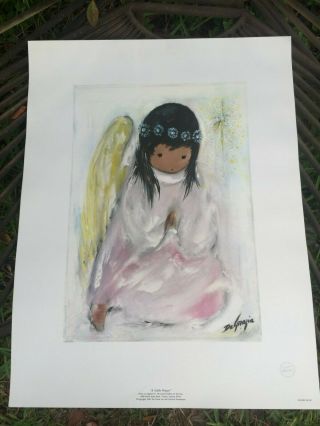 Rare Vintage Degrazia Print A Little Prayer Indian Angel Seal Of Authenticity