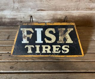 Rare Vintage Early Fisk Tires Metal Display Sign