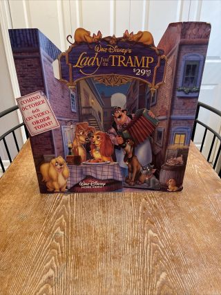 Lady And The Tramp Disney Vhs Rare Video Store Diorama Standee Display Htf