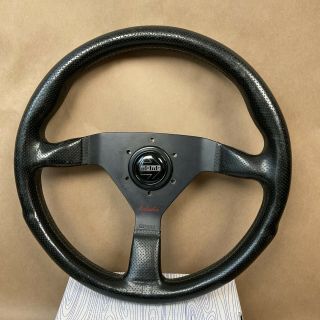 Momo Black Air Leather Steering Wheel Typ V35 Sport Vintage Rare 1990 