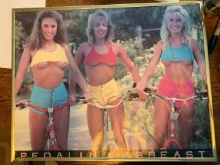Pedalin Abreast Vintage 80s Poster Girls Rare Design Mancave Garage Basement