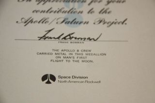 Rare NASA Apollo 8 North American Rockwell Space Division 