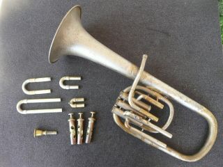 Rare Old French Alto Horn By Cousin Around 1880