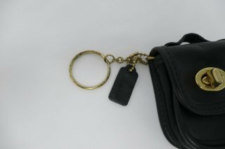 Coach Vintage Black Leather Turnlock Mini Station Doll Handbag Purse Key Rare 3