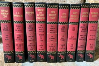 Vintage 1950s Detective Book Series,  Rare Red Spine Dmg Mystery,  Set Of 9 Hb