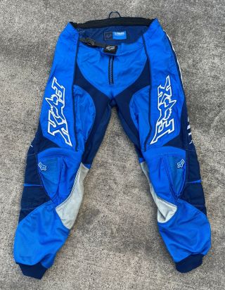 Vintage Fox Yamaha Motorcross Racing Pants 34 Very Rare Moto Cycling Blue