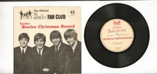Rare 1964 The Beatles Another Christmas Record Fan Club 45 Flexi