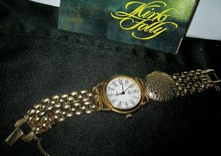 Kirks Folly Rare/signed " Gorgeous Watch W/locket For Photos " Deluxe Gold Tone