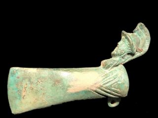 Rare Ancient Roman Bronze Period Zoomorphic Socketed Axe Head - 200 - 400 Ad (1)